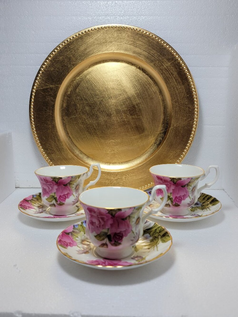 Royale Garden Staffordshire Fine Bone China Teacups and Saucers